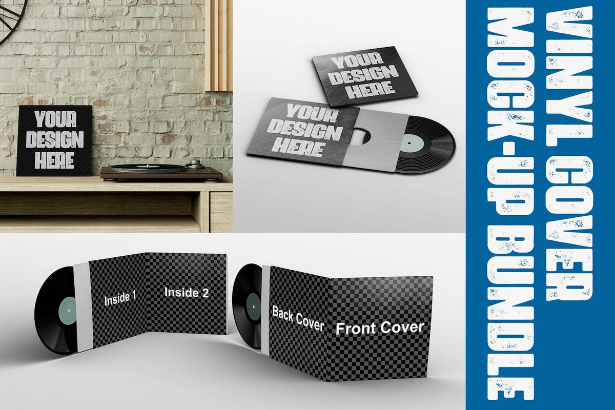 Vinyl Cover Mockup Bundle